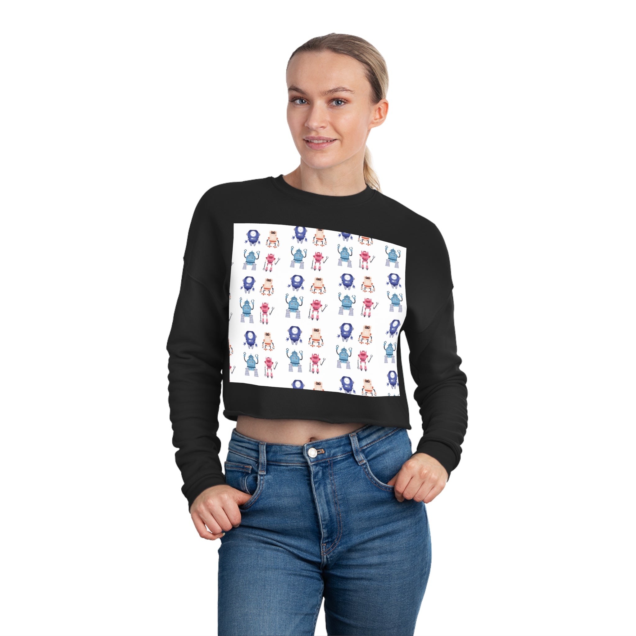 The Robot Pattern 2.0 Women's Cropped Sweatshirt
